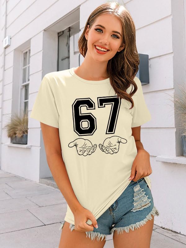 67 Shirt for Women Ice Cream Drip Meme T-Shirt Funny Six Seven Gen Alpha Slang Tee 67 Hand Math Graphic Top - Image 2