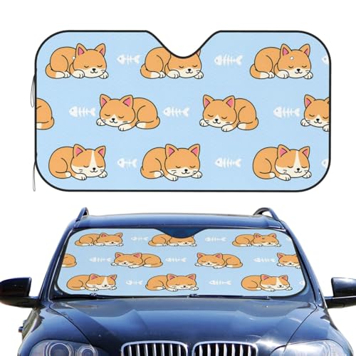 Pare-soleil voiture chat endormi anti-chaleur pour pare-brise avant de SUV et auto