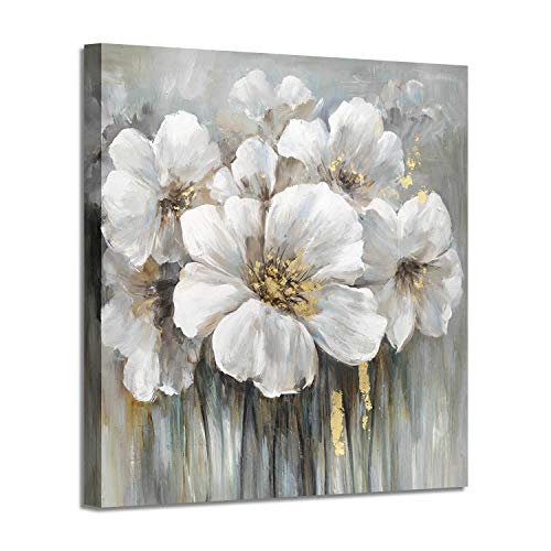 Wall Art Flower Pictures Artwork: White Lily Abstract Floral Print on Canvas