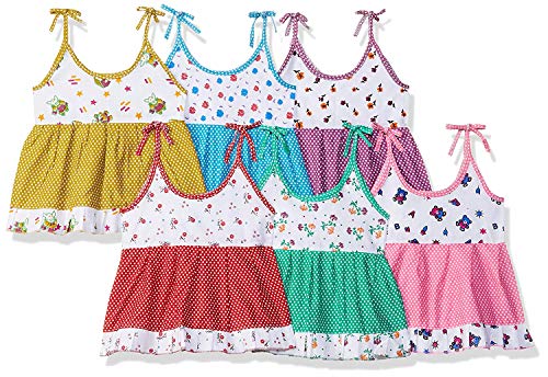 Image of ONCH Baby and Kids Girls Cotton A line Printed Frock Dress Pack of 6