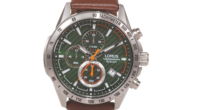 Lorus Orologio Uomo Analogico Quarzo: Cassa Acciaio 45mm, Cinturino Pelle, Impermeabile 100m, Vetro Minerale