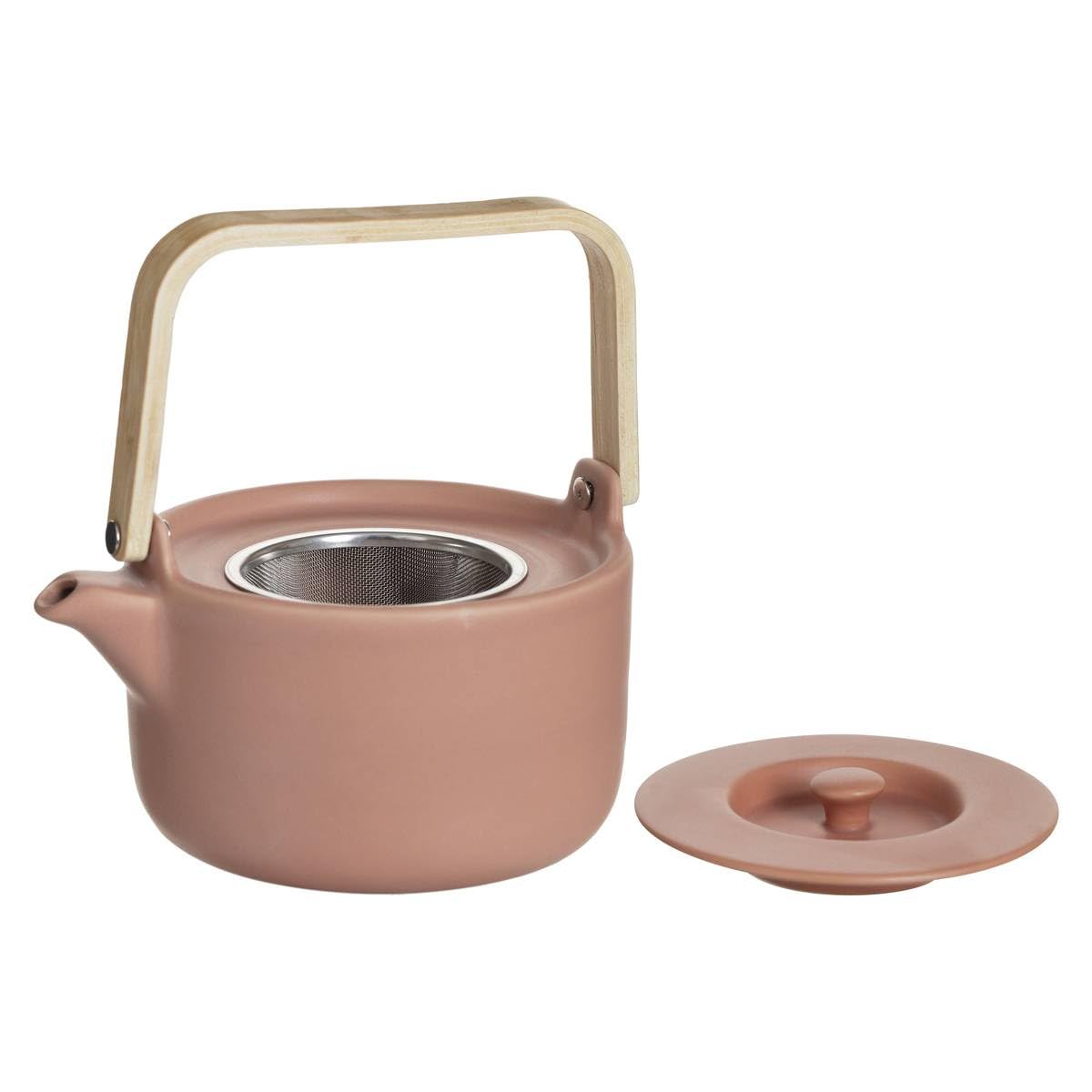 Secret de Gourmet - Théière Nature Terra en céramique Anse en Bambou contenance 80 cl