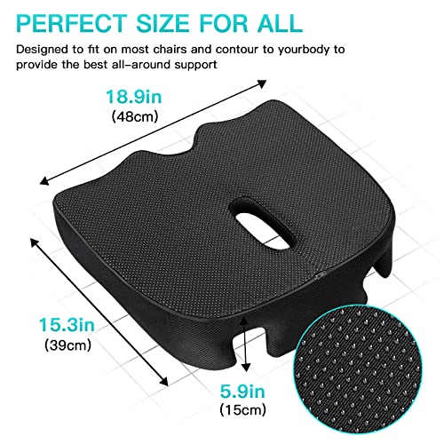 Benazcap Memory Seat Cushion For Office Chair Pressure Relief Sciatica & Tailbone Pain Relief Memory Foam Firm Coccyx Pad For Long Sitting, For Office Chair, Gaming Chair And Car Seat #TOP5