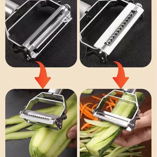 Image of SHOPPOFOBIX Pocket Knife, Kitchen Knifes Peelers for Fruit 2 in 1 Knifes and Peeler for Kitchen Travel Knifes with case Stainless Steel Bled (Premium Peeler)