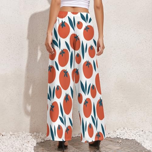 Palazzo Pants for Women - Cute Tomato Painting Womens Wide Leg Baggy Pants, Comfy Casual Lounge Pants4