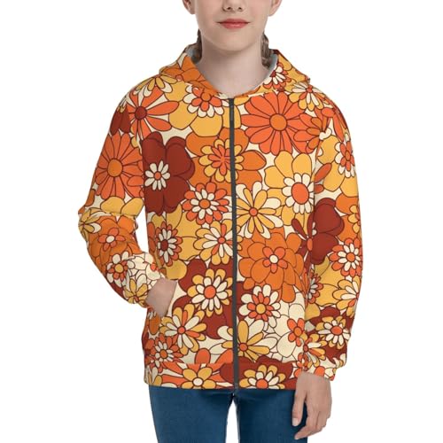 Hippie Flower Kid Hoodies Boys Zip Up Sweatshirts Girls Pullover with Pocket3