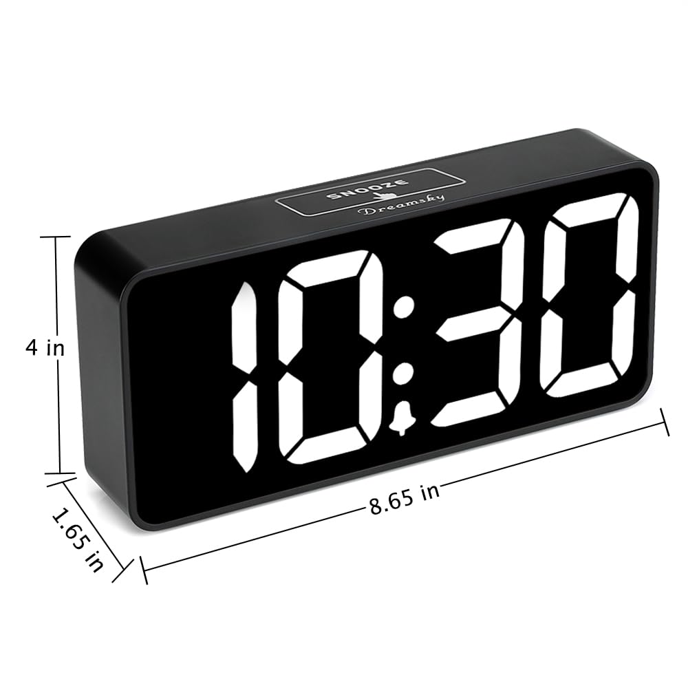 DreamSky Reloj despertador digital grande con números grandes para personas mayores y discapacitadas visuales, pantalla jumbo de 22,9 cm (9 pulgadas), con brillo