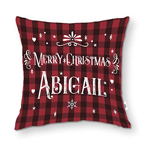 EVER2000 Custom Christmas Throw Pillow Covers with Name, Personalized Xmas Pillow Cases Zippered Square Sofa Cushion Cases for Christmas Decor-5 Sizes EVER2000 Custom Christmas Throw Pillow Covers with Name, Personalized Xmas Pillow Cases Zippered Square Sofa Cushion Cases for Christmas Decor-5 Sizes