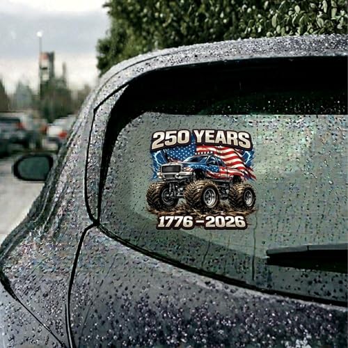 Image of 2-Piece Patriotic Monster Truck 1776-2026 Car Decal