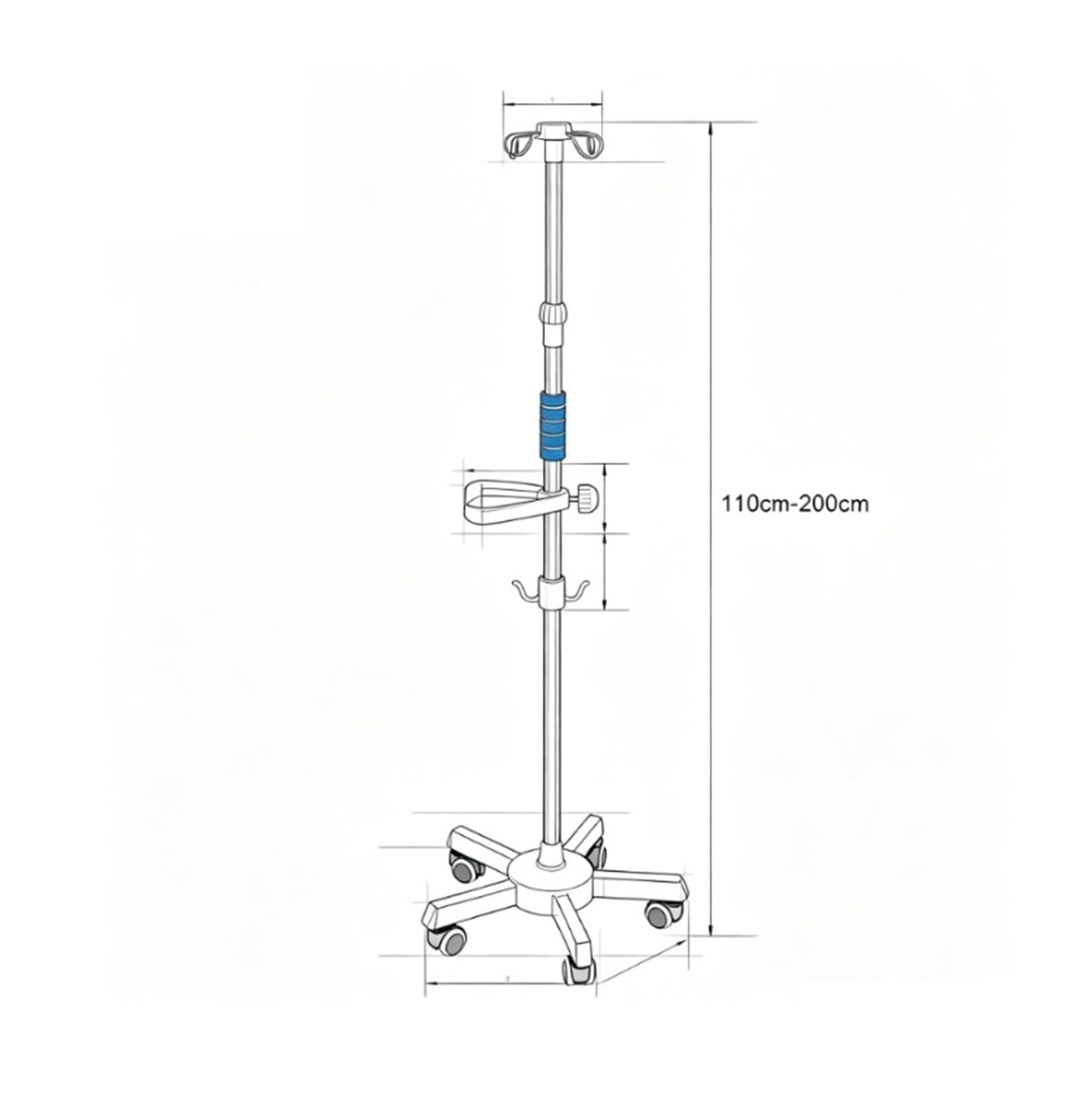 Soporte portátil for bolsa intravenosa Soporte telescópico for intravenosos con ruedas Soporte para suero