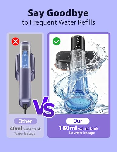 Steamer for Clothes Portable Handheld Garment Steamer,15s Fast Heat-up,180ml Tank,Steamer Ironing Gloves,35 Minutes of Continuous Ironing for Travel and Home(Black Gold) - Image 5