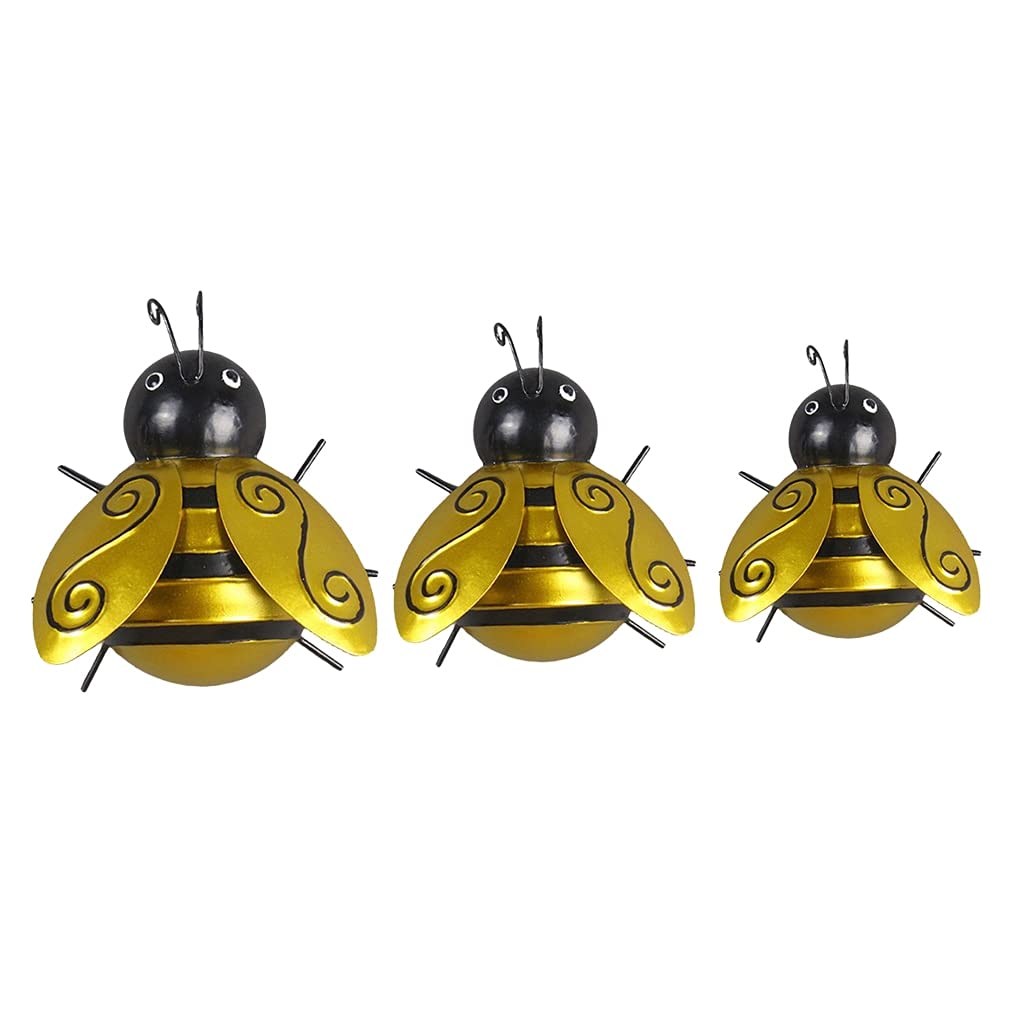 Posąg Dekoracyjny Do Wnętrza,Rzeźba Pszczoła Statua Metalowa Sztuka Ścienna Pszczoła Rzeźba Wieszące Ozdoby Do Ogrodu Patio Decor Do Salonu Domowego (3 Pack)