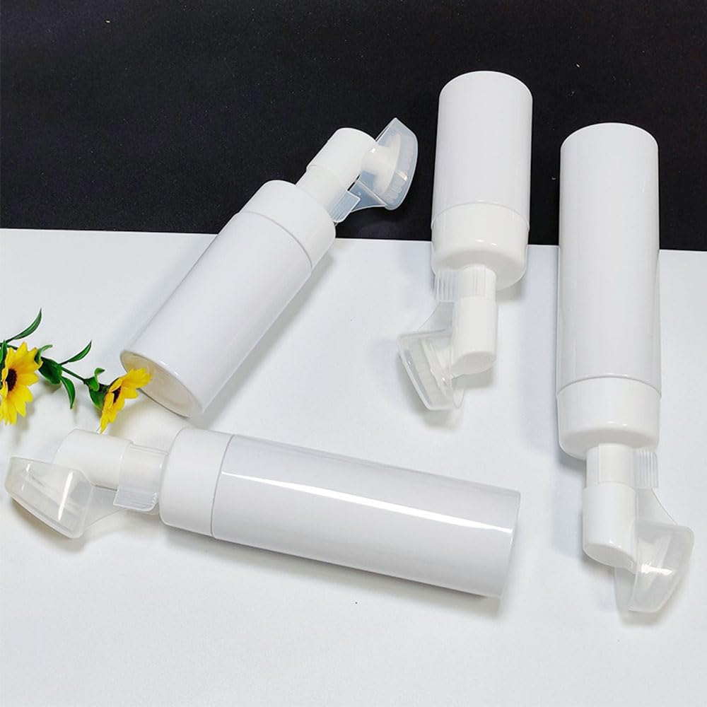 20 stücke 100-250ML leere Gesichtsreiniger Mousse Mini Schaum Gel Kopf Waschbürste Schaumflasche Drucktyp Reinigungsmilch Schäumende Seife Pumpspender für zu Hause im Freien (Weiß,150ML)