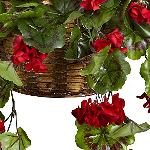 Nearly Natural 6857-Rd Geranium Hanging Basket Uv Resistant, Red,10.125'' X 29'' X 10.125'' #TOP2