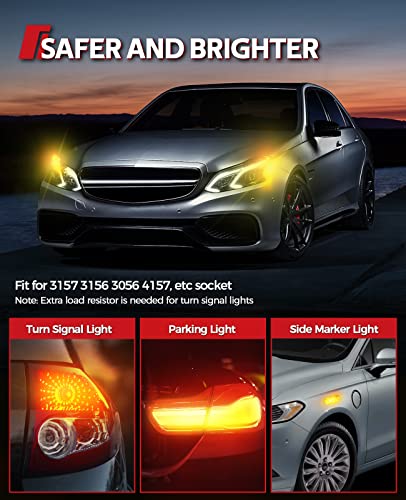 Image of Torchbeam 3157 LED Bulbs, Amber Yellow LED Turn Signal Lights Bulbs, 400% Brighter 3156 3057 3457 4157 LED Bulb with Projector Replacement for Directional Blinker Parking Side Marker Lights