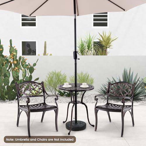 Image of Giantex 24 inch Patio Bistro Table, Cast Aluminum Outdoor Side Table with 2 inch Umbrella Hole, All-Weather Resistant Round Patio Dining Table for 2 for Front Porch, Pool, Backyard, Garden, Balcony