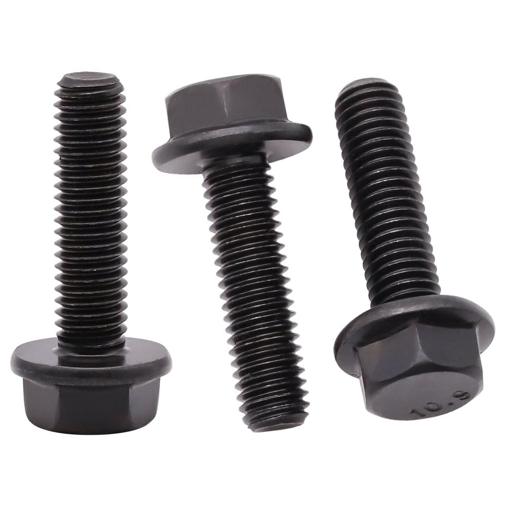 Amazon | M10-1.5 x 25mm フランジ付き六角頭ボルト 六角ネジ 黒