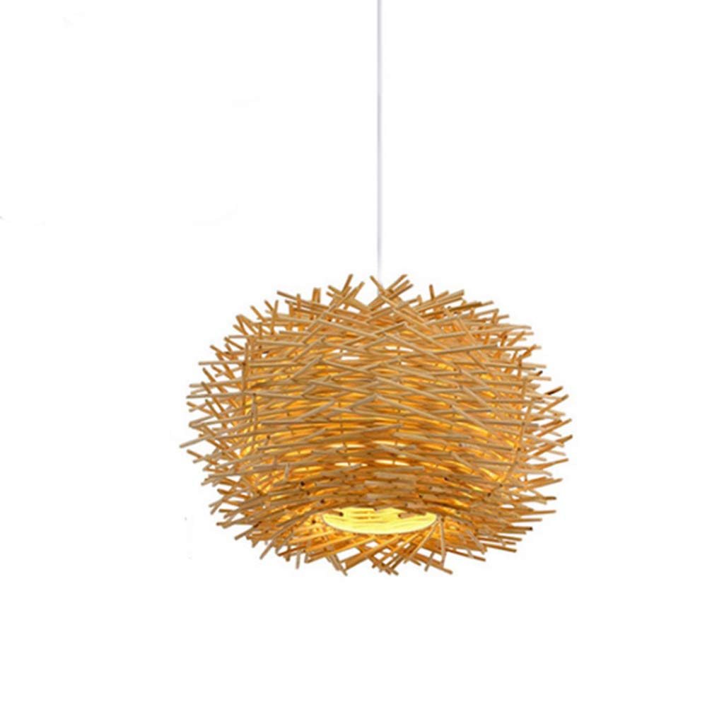 Rattan Lampada A Sospensione Retro Dell'uccello Creativo Nido Lampadario E27 Ciondolo Regolabile Lampade Ristorante Soggiorno Camera Da Letto Balcone Ufficio Cafe Bar Luci Lampadari,Beige,50cm