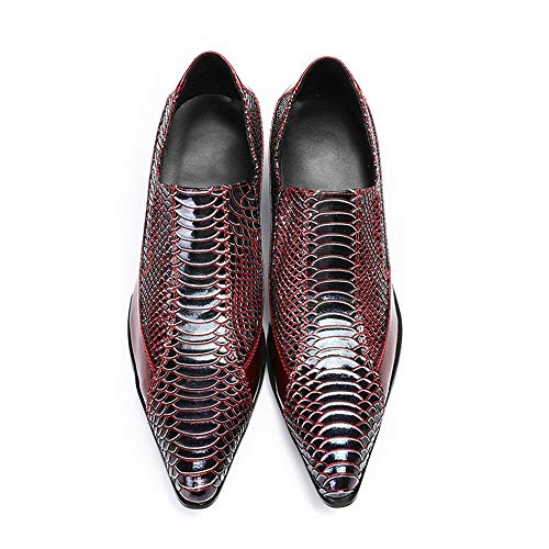 Men's Fashion Oxford Casual Leather Pattern Patchwork Patent Leather Pointed Formal Shoes4