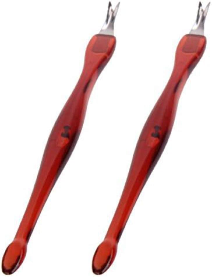 (2 Pack) Practical Nail Art Tools Pedicure Cuticle Trimmer Remover Pusher Dead Skin Callus Removal Fork Brown (B)