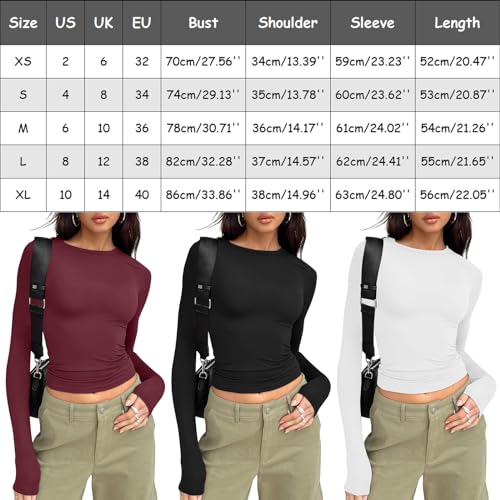 Lot de 3 t-shirts basiques manches longues femme ajustés noir et blanc - 2