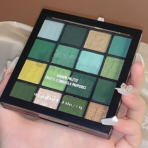 Evpct 16 Colors Glitter Shimmer Matte Dark Light Green Eyeshadow Makeup Palette Pallet Waterproof Highly Pigmented Pressed Sparkly Shiny Yellow Brown Eye Shadow Palette Paletas De Sombras Para De Ojos #TOP5