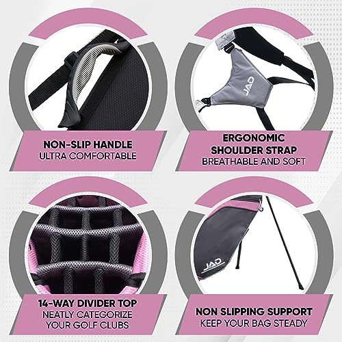 JAD PRO Golf, Premium Everyday Golf Stand Bag for Men and Women, 14-Way Top Dividers, Ultra Lightweight, Easy for Carrying, Large Pockets for Accessories, Durable Water Resistant - Image 5
