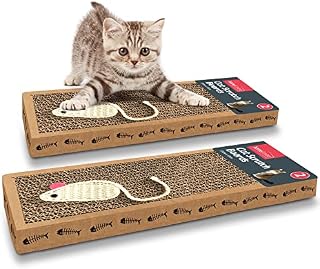 2pk Cat Scratching Board | 37.5 x 12cm | Reversible Cat Scratcher Cardboard Cat Scratchers for Indoor Cats, Small & Large | Cat Scratching Pad Cat Scratch Board Cat Cardboard Scratcher for Cats