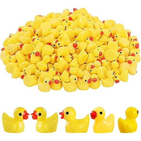 LOUHUA Mini Ducks 220 Pack Tiny Duck Figurines Bulk for Miniature Dollhouse Decor Accessories Garden Aquarium Potted Ornament Party Toys DIY Craft Office Classroom Activity to Hide Cover