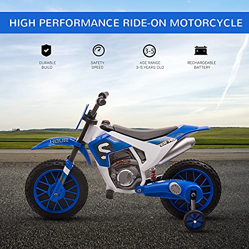 Aosom 12V Kids Motorcycle, Electric Motor Bike, Battery-Powered Ride-On Toy with Charging Battery, Training Wheels, Blue - Image 4