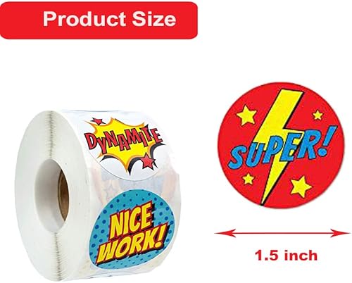 Miniatura 2 de Calcomanías motivacionales para niños, 1.5 pulgadas, 500 unidades, calcomanías de recompensa para estudiantes, profesores, calcomanías escolares