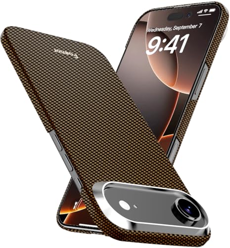 Foenor Aramidfaser Hülle für iPhone 17 Air kompatibel mit MagSafe Ultradünne & Leichte Schutzhülle für iPhone 17 Air Kevlar Aramidfaser mit Ultra-Slim Caseless Feel (Plain/BlackGold)