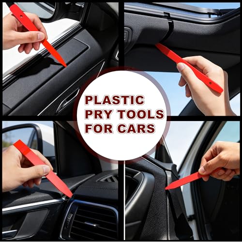 Image of 10Pcs Auto Trim Removal Tool Kit Non-Scratch Pry Tool Clip Removal Tool Red