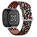 CJBROES Replacement Leather Watch Band, Compatible with Fitbit Versa 3 and Fitbit Sense of Wristband Bracelet Accessory - Cute Birds