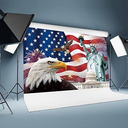 Image of Independence Day Backdrop,7x5FT 4th of July Backdrop American Flag Background USA Flag Portrait Banner Patriotic Veterans Party Decor Supplies