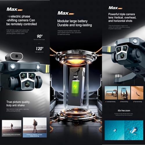 Image of Brushless Drone, Y3 MAX Drone Five Sided Obstacle Avoidance with Dual Battery 4K 1080P HD Dual Camera Gesture Selfie Flips Mode App One Key Headless Mode functionality