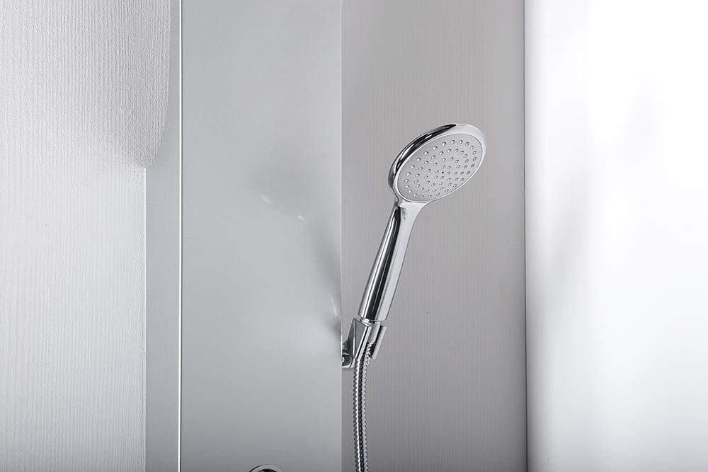 Pannello doccia cascata colonna doccia rubinetto doccia alluminio 140 cm 4 funzioni