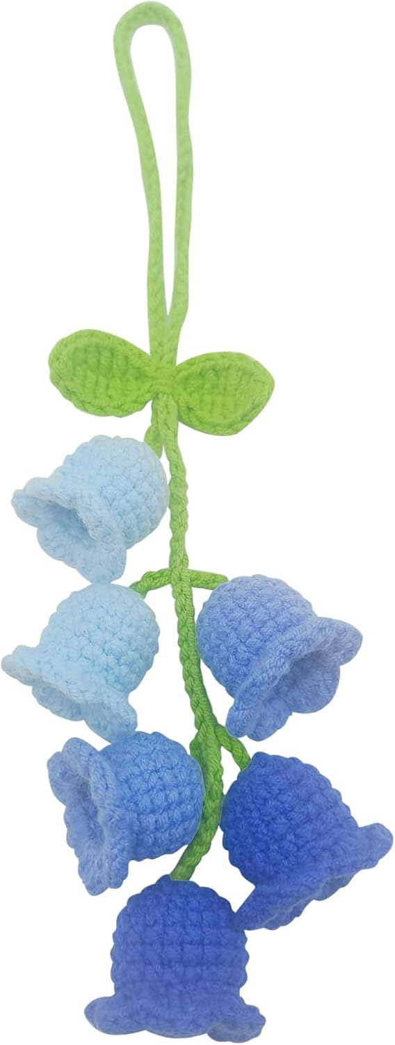 Car Rearview Mirror Hanging Ornament ,Knitted Lily of The Valley Pendant