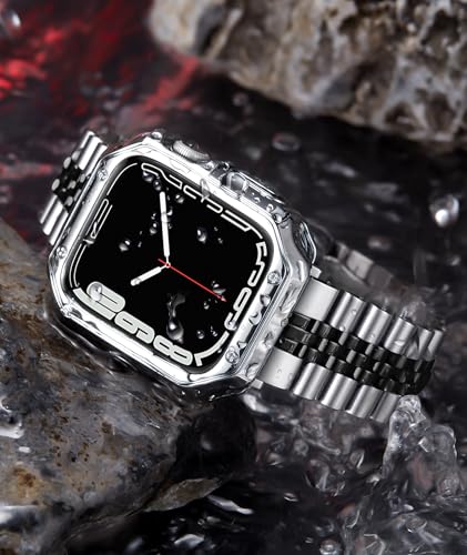 Image of BINLUN Compatible with Apple Watch Band 49mm 46mm 45mm 44mm 42mm 41mm 40mm 38mm for Men Women, Stainless Steel Metal Strap with TPU Case Fit for iWatch Series Ultra /SE3 /11 /10 /9 /8 /7 /SE2 /SE /6 /5 /4 /3 /2 /1