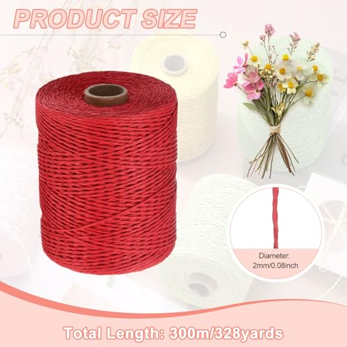 Ruban de raphia rouge résistant pour emballer et décorer