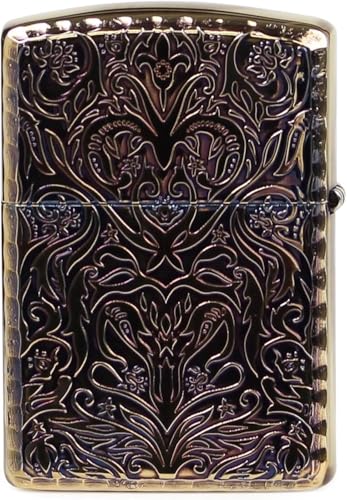 Encendedor Zippo Oil Gold Armor Floral Antiguo miniatura 4
