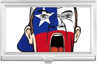 Chile Flag Facial Makeup Head Screaming Cap Business Card Holder Case Pocket Box Wallet