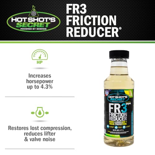 Image of Hot Shot's Secret FR3 Friction Reducer, Engine Lubricant and Wear Protection, 16 oz | Treats 11 quarts. Reduces friction and wear while improving engine performance and fuel economy.