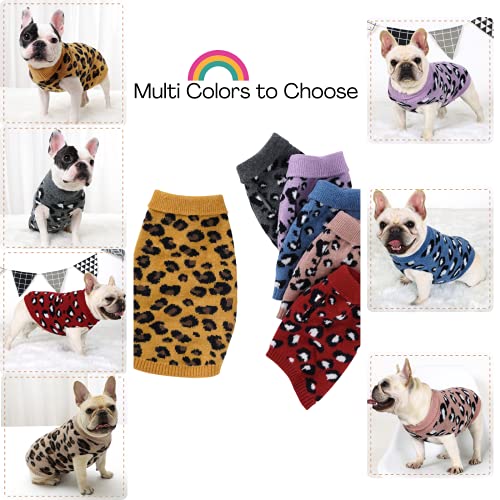 Hund Pullover für Katzen Klein Hunde Pullis Sweater Chihuahua Kleidung Bulldogge Hundepullover Keleine Mittel Grosse Katze Welpen Hundepulli Leopard Blau S