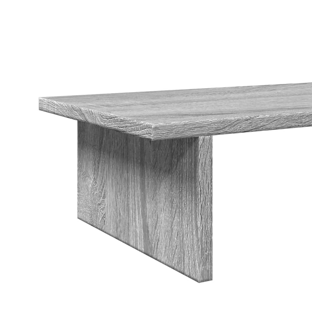 Supporto per monitor grigio Sonoma, 100 x 27 x 15 cm, in legno, ergonomico, regolabile in altezza, per ufficio e home office, con vano cavi e cassetto, compatibile con laptop, PC, notebook