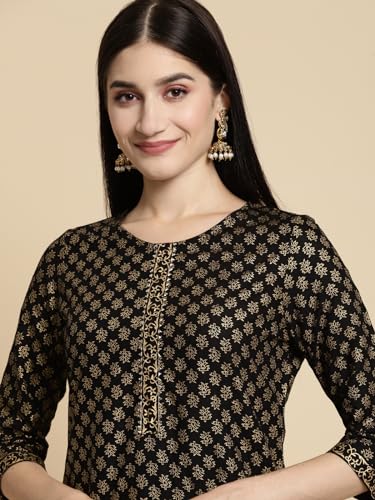 Image of rangita Women Rayon Regular Fit Knee Length Printed Straight Kurti | Kurta