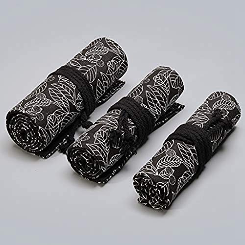 Image of Colored Pencil Case for Men 24 Slots Set Carrying Case Organizer Travel Case Roll Up Canvas Pencil Wrap