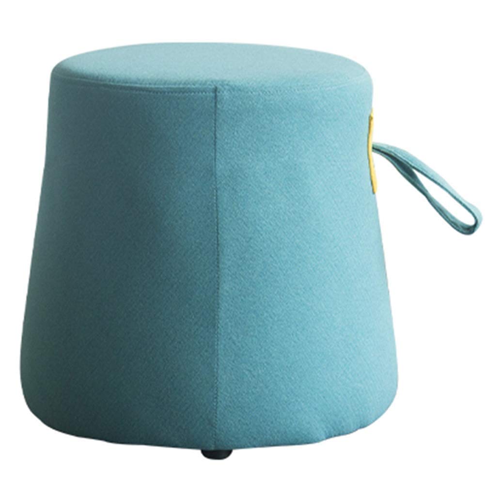 Tabouret pouf bleu en tissu capitonné pour salon et chambre