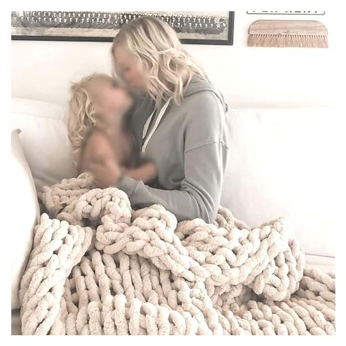 Couverture en tricot épais chenille et couvre-lit fait main pour maison