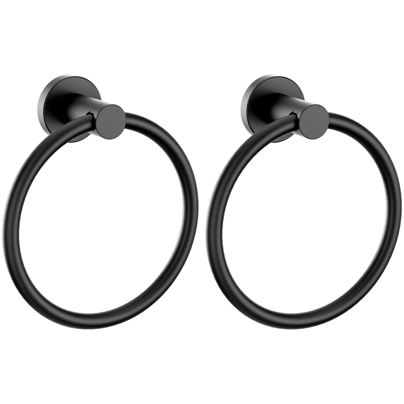 FORIOUS Towel Ring for Bathroom, SUS304 Stainless Steel, 2 Pack Matte Black